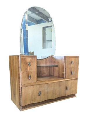 Lot 654 - 1930S ART DECO WALNUT DRESSING TABLE