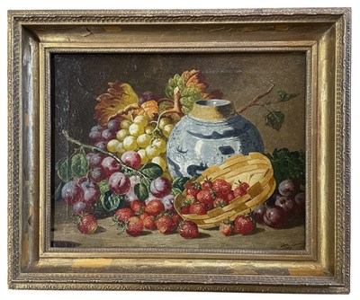 Lot 272 - CHARLES THOMAS BALE (1849-1925) - OIL ON CANVAS STILL LIFE PAINTING WITH STRAWBERRIES
