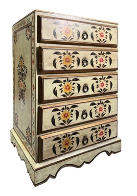 Lot 566 - MOROCCAN 20TH CENTURY HAND PAINTED BEDSIDE CHEST OF DRAWERS