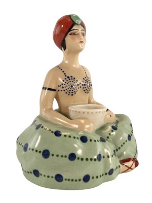 Lot 71 - HENRI DELCOURT, BOULOGNE SUR MER - ART DECO PORCELAIN INK WELL