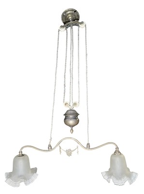 Lot 540 - LARGE 19TH CENTURY VICTORIAN BRASS & GLASS CHANDELIER