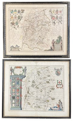 Lot 334 - WILTSHIRE - JOAN BLAEU & JAN JANSSON - TWO WILTONIA COLOURED MAPS, 17TH CENTURY
