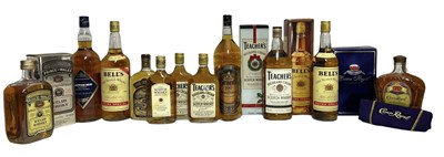 Lot 163 - 11 OLD & BLENDED SCOTCH WHISKY BOTTLES, & WELSH & CANADIAN WHISKY