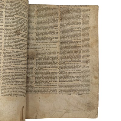 Lot 5 - "BREECHES BIBLE" - c16TH CENTURY BIBLE, CONTAINING THE PSALTER, OLD TESTAMENT & APOCRYPHA