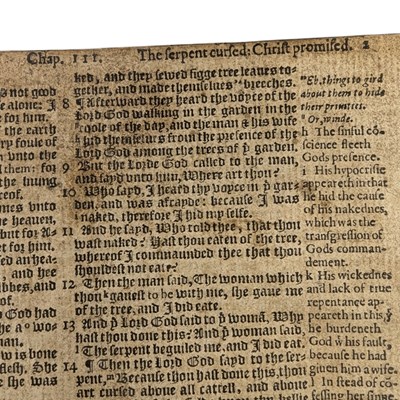 Lot 5 - "BREECHES BIBLE" - c16TH CENTURY BIBLE, CONTAINING THE PSALTER, OLD TESTAMENT & APOCRYPHA