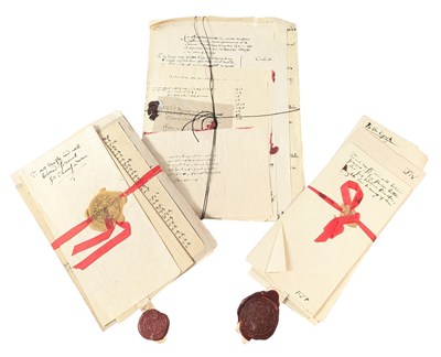 Lot 237 - WOLF HALL (2024) - PROPS - CROMWELL'S PAPERS, LETTERS - RIBBONS AND SEALS