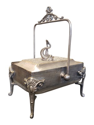 Lot 385 - VICTORIAN 19TH CENTURY SILVER PLATED LIDDED SARDINE DISH