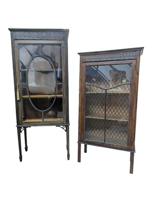 Lot 717 - 19TH CENTURY MAHOGANY DISPLAY CABINET WITH ANOTHER LATER EXAMPLE
