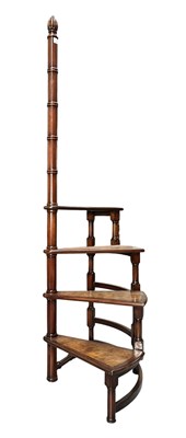 Lot 319 - REGENCY REVIVAL MAHOGANY & BURR WALNUT SPIRAL LIBRARY STEPS