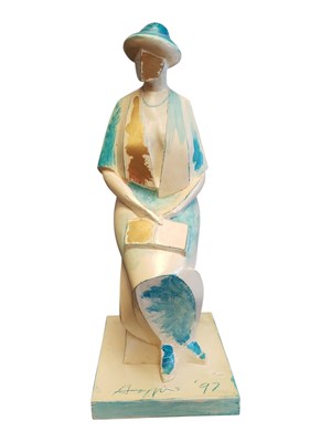 Lot 150 - JOHN HUGGINS (B. 1938) - 1997 CERAMIC READING SCULPTURE