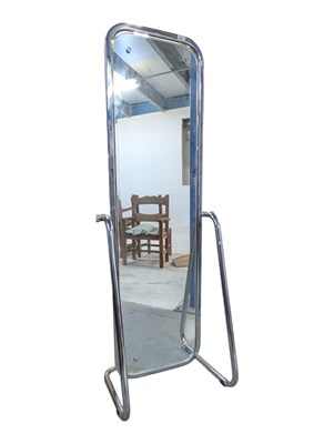 Lot 664 - MID CENTURY CHROME FRAMED CHEVAL MIRROR