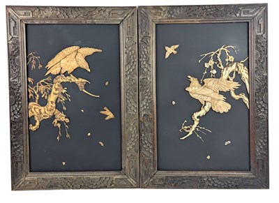 Lot 35 - TWO 19TH CENTURY JAPANESE SHIBAYAMA WOODEN PANELS