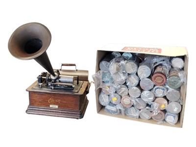 Lot 33 - C1910 VINTAGE EDISON PHONOGRAPH & CYLINDERS