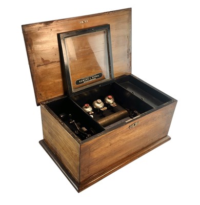 Lot 8 - SWISS 19TH CENTURY MAHOGANY CASED 10 AIRS MUSIC BOX WITH BUTTERFLY HAMMERS