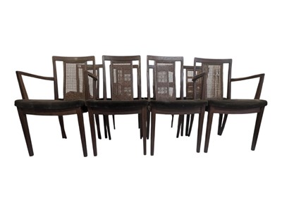 Lot 676 - G PLAN FURNITURE - SET OF EIGHT MID CENTURY CANE BACK DINING CHAIRS