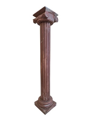 Lot 708 - VINTAGE PAINTED TERRACOTTA PEDESTAL GARDEN COLUMN PLANT STAND