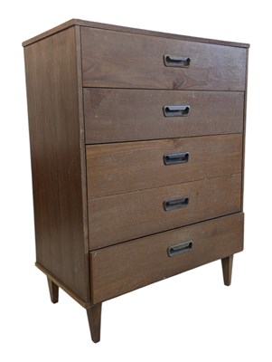 Lot 668 - BRITISH MODERN DESIGN - VINTAGE MID 20TH CENTURY TEAK CHEST OF DRAWERS
