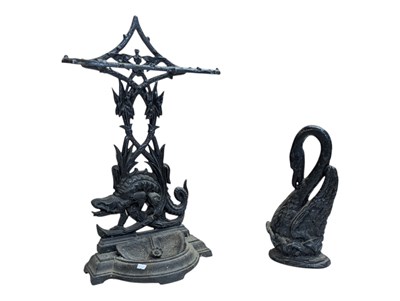 Lot 702 - VICTORIAN 19TH CENTURY HALL / STICK STAND WITH DOORSTOP