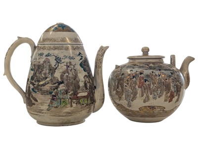 Lot 163 - TWO JAPANESE 19TH CENTURY CERAMIC HAND PAINTED TEAPOTS