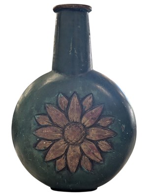 Lot 400 - MID CENTURY CAST BRONZE GREEN FLORAL VASE