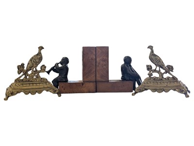 Lot 397 - TWO PAIRS OF VINTAGE 20TH CENTURY BRASS & LEAD BOOKENDS