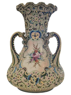 Lot 157 - FRENCH EARLY 20TH CENTURY CERAMIC ENAMELLED VASE / JUG