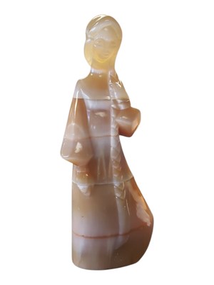 Lot 408 - 20TH CENTURY AGATE FEMALE FIGURE