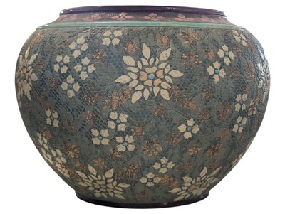 Lot 140 - JOHN SLATER AT DOULTON'S LAMBETH & BURSLEY - LATE 19TH CENTURY CENTREPIECE BOWL VASE