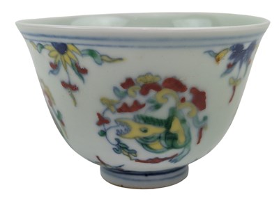 Lot 110 - CHINESE DOUCAI MEDALLION PORCELAIN CUP