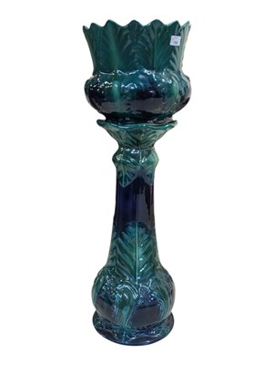 Lot 705 - 19TH CENTURY VICTORIAN MAJOLICA CERAMIC FLOOR STANDING PLANT STAND