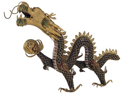 Lot 417 - CONTEMPORARY CHINESE CLOISONNE DRAGON FIGURE