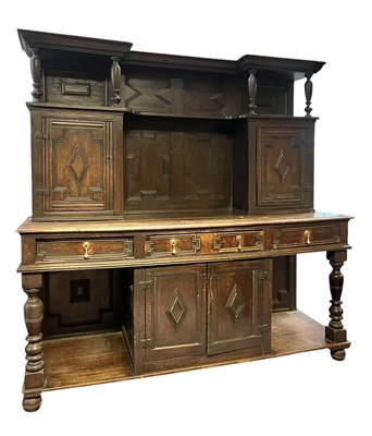 Lot 455 - GEORGE III 18TH CENTURY JACOBEAN STYLE OAK TALL DRESSER SIDEBOARD
