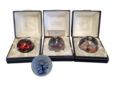 Lot 145 - CAITHNESS - COLLECTION OF FOUR LATE 20TH CENTURY STUDIO GLASS PAPERWEIGHTS