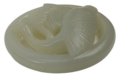 Lot 38 - LIAO / JIN DYNASTY (907-1234 CE) CHUNSHUI HETIAN CARVING OF 辽或金 春水和田玉 鹘攫天鹅玉带环