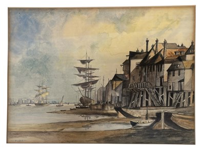 Lot 531 - ROWLAND HILDER OBE - UNTITLED CORNISH HARBOURSIDE - WATERCOLOUR PAINTING