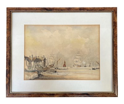 Lot 537 - ROWLAND HILDER OBE - HARBOURSIDE SCENE - WATERCOLOUR ON PAPER PAINTING