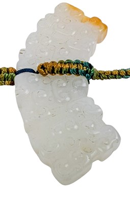Lot 88 - CHINESE HAN DYNASTY HETIAN JADE & GLASS YUPEI 汉代和田玉和汉代琉璃瑷玉佩