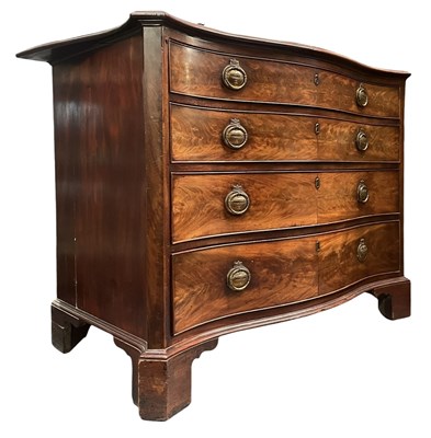Lot 318 - LATE 18TH CENTURY GEORGE III MAHOGANY SERPENTINE CHEST OF DRAWERS