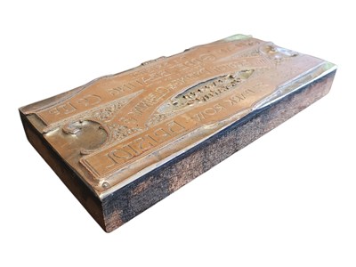 Lot 423 - UNUSUAL EARLY 20TH CENTURY COPPER PRINTERS BLOCK