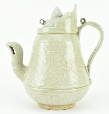 Lot 125 - YUAN QINGBAI "FLORAL" EWER 元 青白凤嘴壶