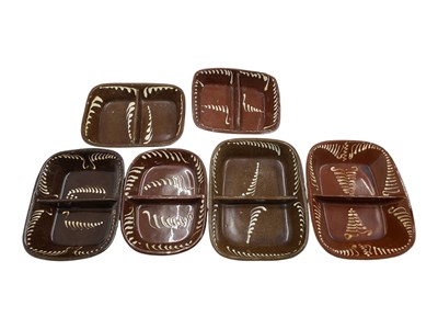 Lot 195 - SIX 19TH CENTURY & LATER BELIEVED WETHERIGGS POTTERY SLIPWARE TRAYS