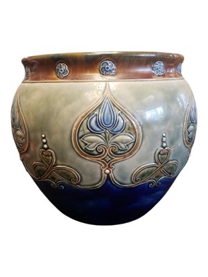 Lot 197 - EARLY 20TH CENTURY DOULTON LAMBETH NOUVEAU STONEWARE PLANTER