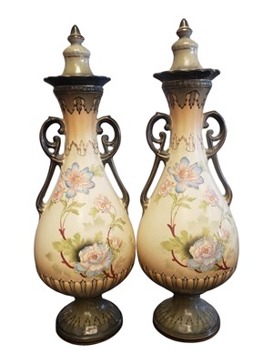 Lot 177 - PAIR OF VICTORIAN 19TH CENTURY SANFORD WARE BALUSTER VASES