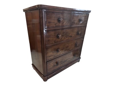 Lot 700 - 19TH CENTURY VICTORIAN FLAME MAHOGANY CHEST OF DRAWERS