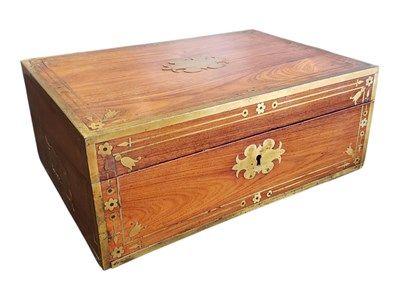 Lot 431 - 19TH CENTURY VICTORIAN BRASS BOUND WRITING SLOPE