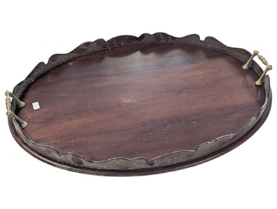 Lot 435 - 19TH CENTURY MAHOGANY BRASS TRAY