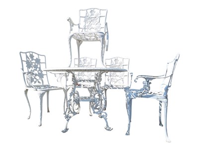 Lot 696 - CONTEMPORARY WHITE PAINTED METAL GARDEN SUITE