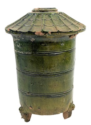 Lot 113 - CHINESE POTTERY MODEL OF A GRAIN STORAGE 汉 绿釉倉囷
