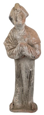 Lot 77 - CHINESE POTTERY FIGURE OF A COURT LADY 彩陶女俑