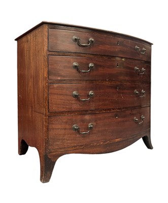 Lot 579 - 19TH CENTURY GEORGE III MAHOGANY BOW FRONTED CHEST OF DRAWERS